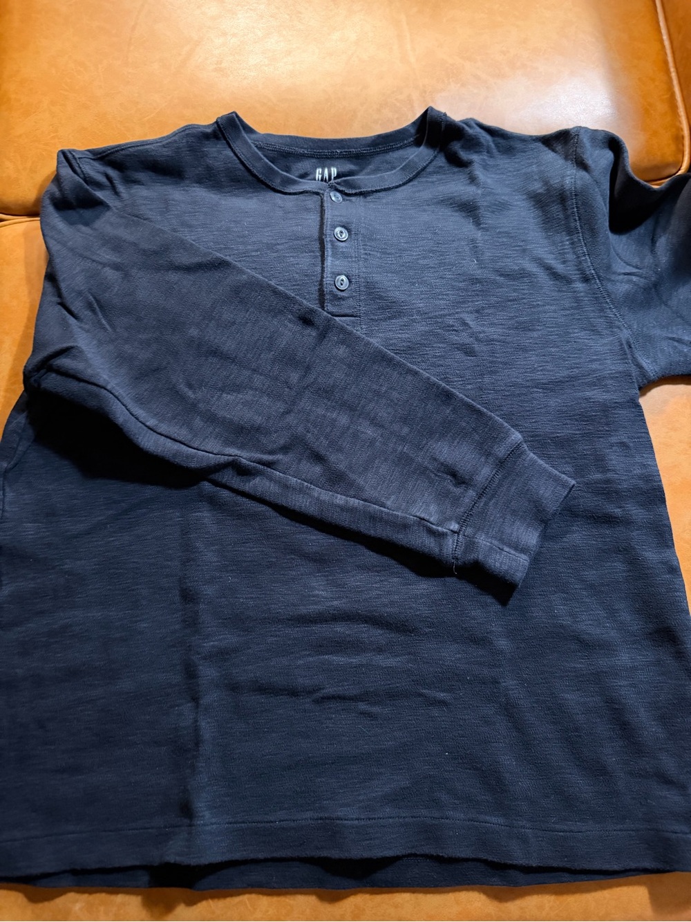 GAP Men’s Black Long-Sleeve Henley Shirt